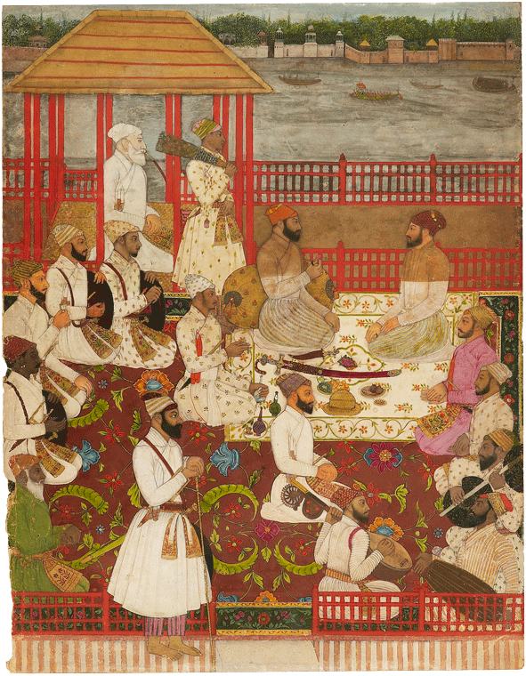 Music party on a riverside terrace