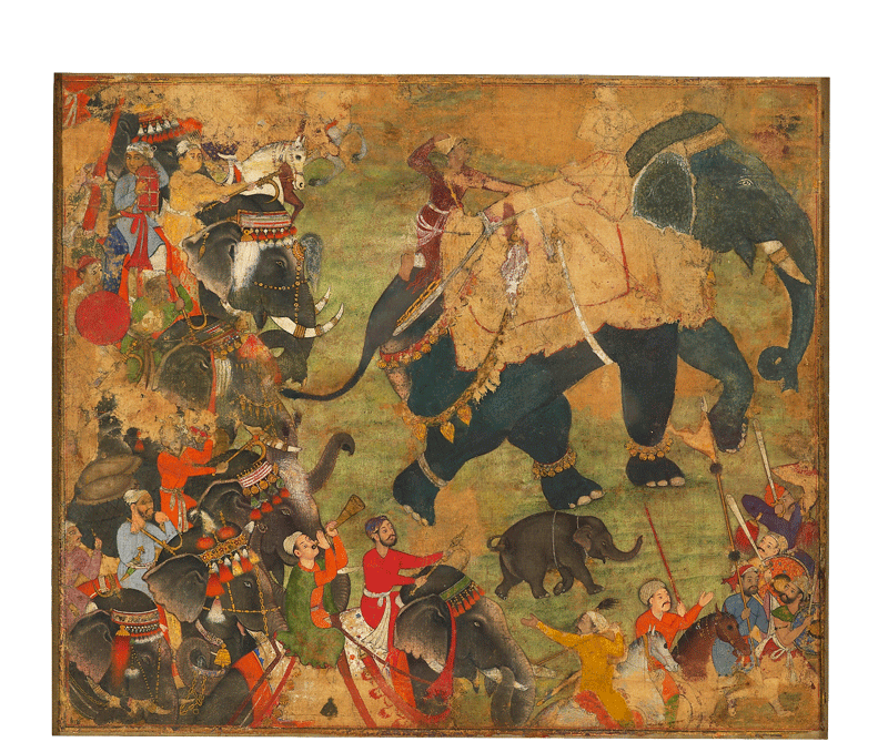 A prince riding an elephant in procession