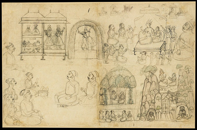 Sheet of sketches and figure studies