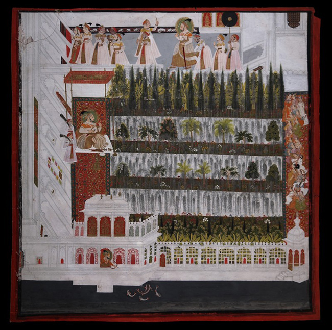 Maharana Jagat Singh in a lake palace garden