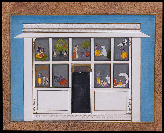 Pavilion with Krishna paintings