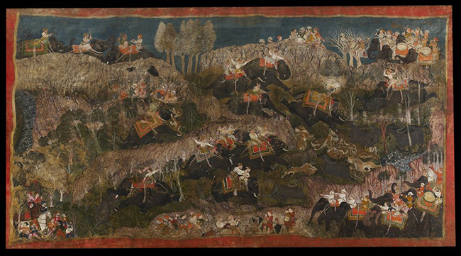 Shri Brijnathji and Maharao Durjan Sal hunting