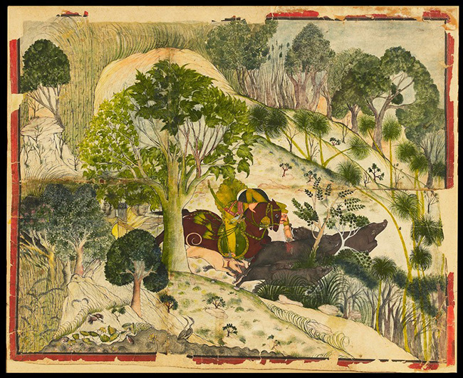 Maharao Madho Singh hunting wild boar