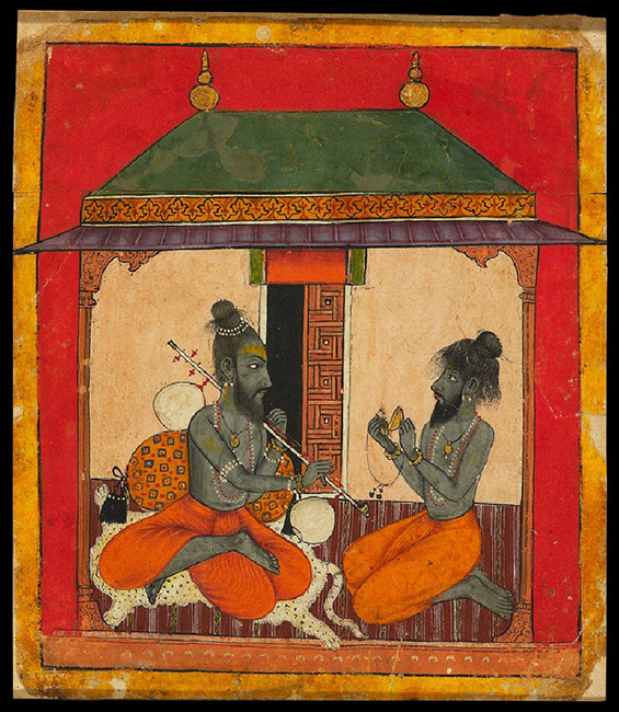 Ascetics making music, illustrating the musical mode Kedara Raga